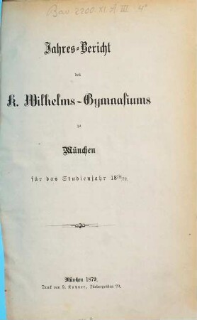 Jahresbericht. 1878/79