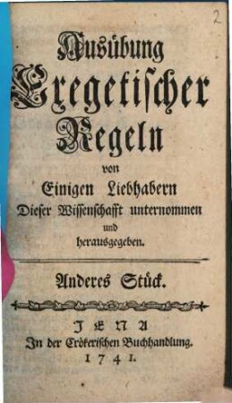Ausübung Exegetischer Regeln, 2