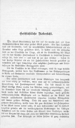 I. Geschichtliche Uebersicht