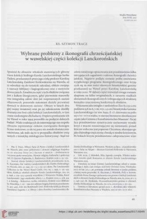Wybrane problemy z ikonografii chrzrścijańskiej w wawelskiej czȩści kolekcji Lanckorońskich