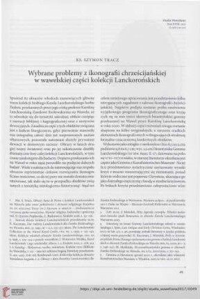 Wybrane problemy z ikonografii chrzrścijańskiej w wawelskiej czȩści kolekcji Lanckorońskich