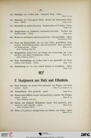 F. Skulpturen aus Holz und Elfenbein (Nr. 334-358)