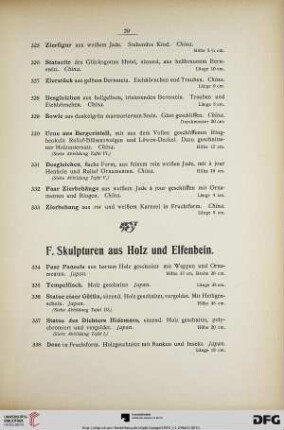 F. Skulpturen aus Holz und Elfenbein (Nr. 334-358)