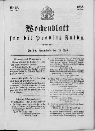 Nr. 26, Ausgabe vom 25. Juni 1853