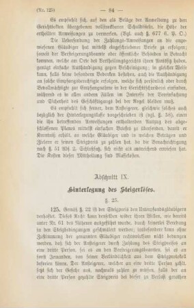 Abschnitt IX. Hinterlegung des Steigerlöses