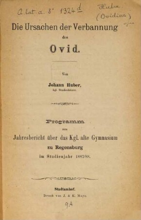 Die Ursachen der Verbannung des Ovid