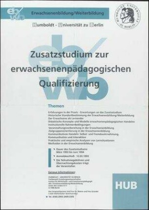 Zusatzstudium zur erwachsenenpädagogischen Qualifizierung