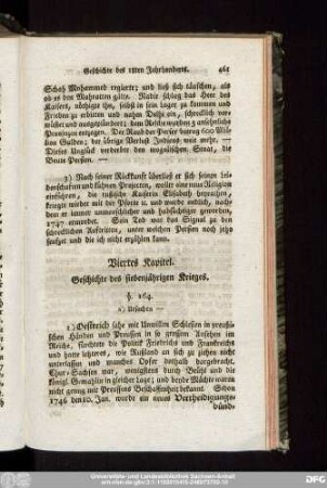 Viertes Kapitel. Geschichte des siebenjährigen Krieges.