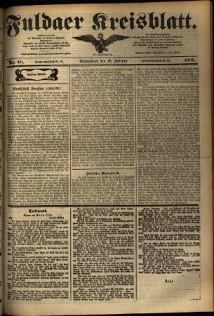 Erste Ausgabe vom Samstag, den 18. Februar 1905.