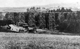 Triebischtal-Roitzschen. Militär-Eisenbahnbau, Talübergang in Luga, Ansichtskarte 1909, Repro Teil 2