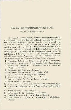 Beiträge zur württembergische Flora