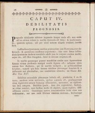 Caput IV. Debilitatis Prognosis.