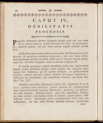 Caput IV. Debilitatis Prognosis.