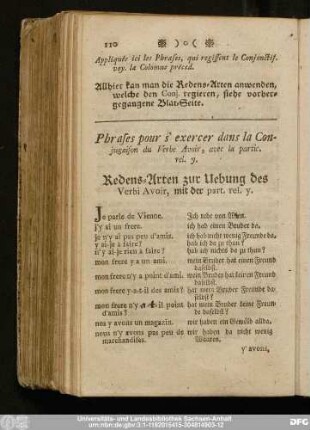 Phrases, pour s'exercer dans la Conjugaison du Verbe Avoir, avec la partic. rel. y.