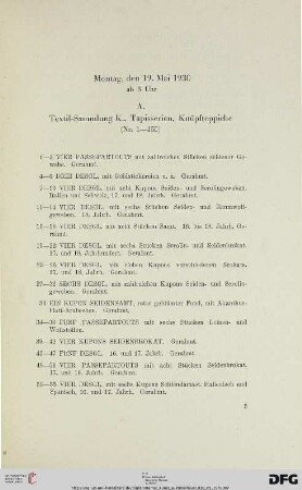 Ester Versteigerungstag: Montag, den 19. Mai 1930 ab 3 Uhr (Nr. 1-224)