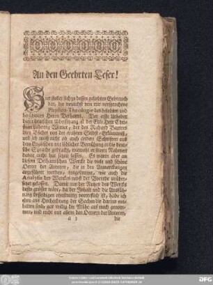 An den Geehrten Leser!