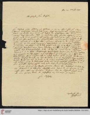 Nachlass Karl Ullmann: Brief von Andreas Gottlieb Hoffmann an Carl Ullmann