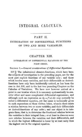 Chapter XIII. Integration of differential equations of the first order.