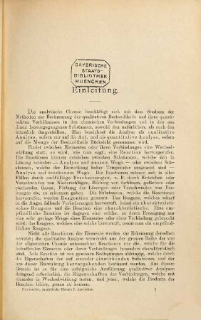 Analytische Chemie für Apotheker : Bearbeitet von Heinrich Beckurts. Mit 80 Holzschnitten u. 2 farbigen Tafeln