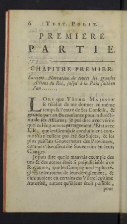 Chapitre premier. Succinte Narration de toutes les grandes Actions du Roi ...
