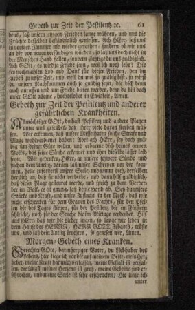 Gebeth zur Zeit der Pestilentz und anderer gefährlichen Krankheiten.