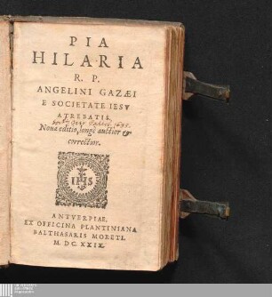 Pia Hilaria R. P. Angelini Gazæi E Societate Iesv Atrebatis