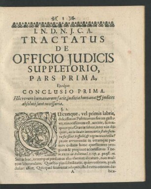 Conclusio Prima.