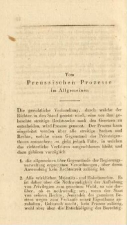 Vom Preußischen Prozesse im Allgemeinen