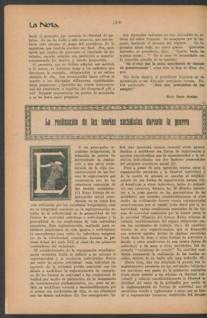 La realización de las teorías socialistas durante la guerra