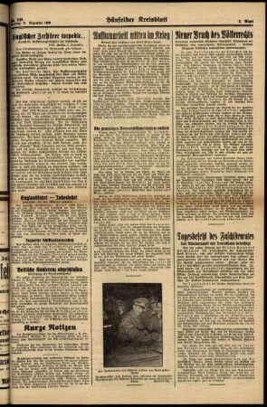 Zweite Ausgabe vom Montag, den 11. Dezember 1939.