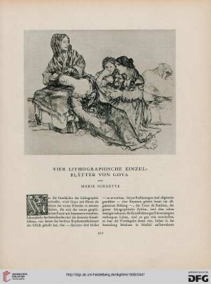 Vier lithographische Einzelblätter von Goya
