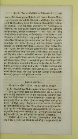 Zweites Kapitel. Von den Einflüssen der Nahrungsweise
