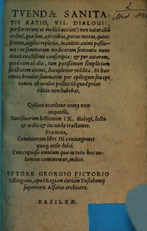Tuendae sanitatis ratio : 7 dialogis