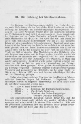 III. Die Bohrung bei Stuhlsatzenhaus.