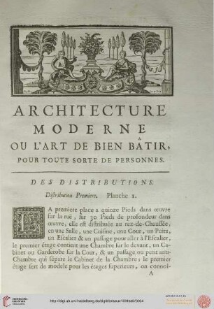 Architecture moderne ou l'art de bien bâtir [...]. Des distributions. Distribution 1 - 60.