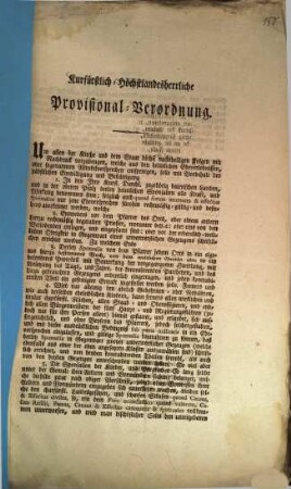 Kurfürstlich-Höchstlandesherrliche Provisional-Verordnung