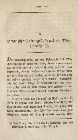 LX. Einige süße Nahrungsstoffe aus dem Pflanzenreiche