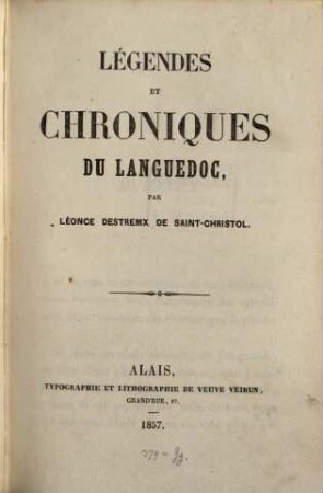 Légendes et chroniques du Languedoc
