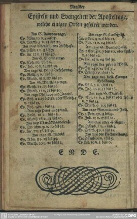 Episteln und Evangelien der Aposteltage, welche einiger Orten gefeiret werden