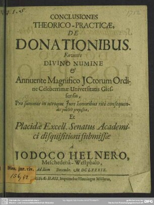 Conclusiones theorico-practicae de donationibus