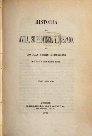 Historia de Avila, su provincia y obispado. II