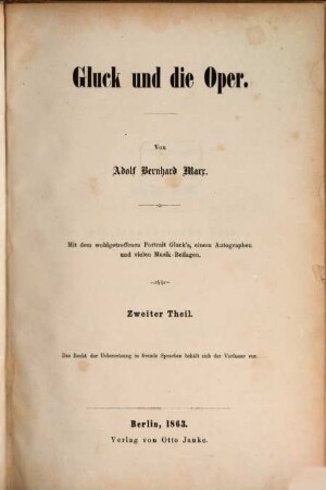 Gluck und die Oper, 2