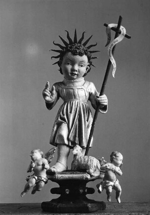 Johannesknabe : Johannesknabe. Holz, geschnitzt, gefaßt (um 1510/1520). Mödingen. Ehemaliges Dominikanerinnenkloster Maria Mödingen. Klosterkirche Mariä Himmelfahrt