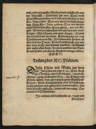 Teilung des XC. Psalmen.