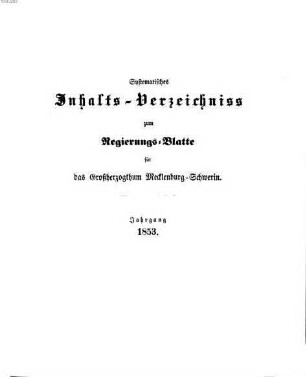 Regierungsblatt für Mecklenburg-Schwerin. 1853