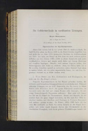 Die Gefriermethode in verdünnten Lösungen