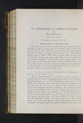 Die Gefriermethode in verdünnten Lösungen