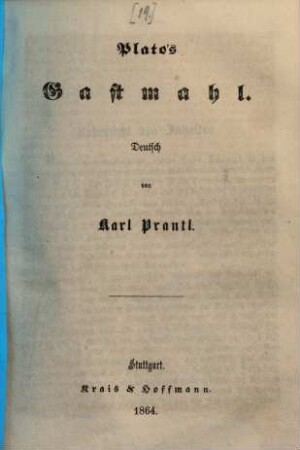 Plato's ausgewählte Werke, 2.. Gastmahl
