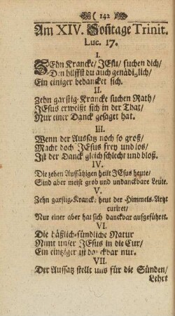 Am XIV. Son[n]tage Trinit. Luc. 17.