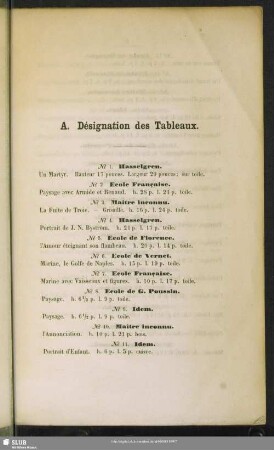 A. Désignation des Tableaux